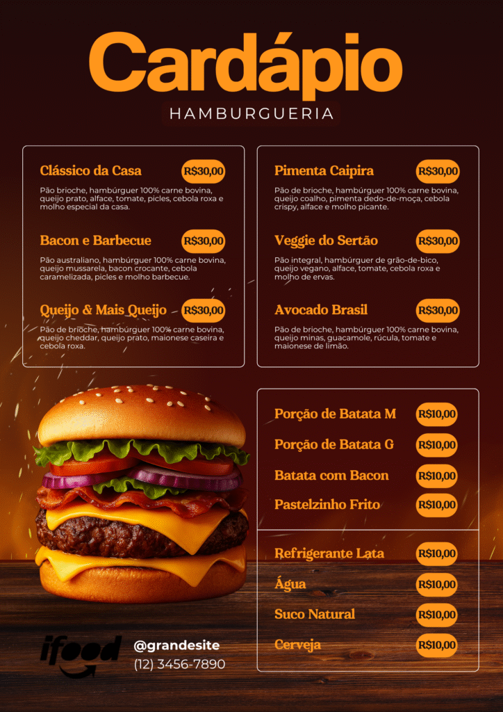CARDÁPIO HAMBURGUERIA